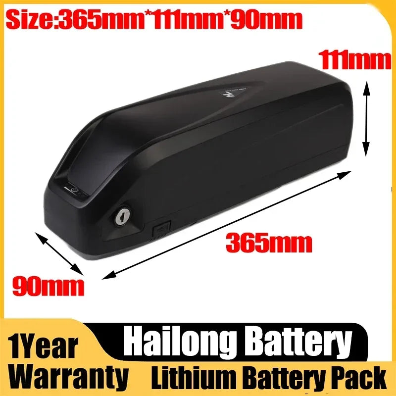 Close-up view of 5-pin discharge connector and mount on Hailong battery