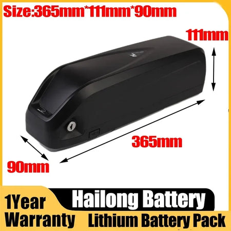 Close-up view of 5-pin discharge connector and mount on Hailong battery