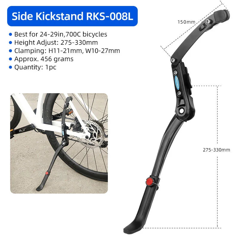 Dual Clamps Kickstand for 24-29in Bicycles - Quick Height Adjust Parking Rack