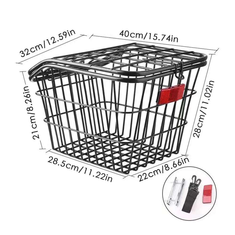 Bike Rear Basket With Rear Light Bicycle Rear Seat Storage Basket Metal Large Rear Cycle Rack Frame Cycle Rear Shelf For Cycling