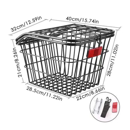 Bike Rear Basket With Rear Light Bicycle Rear Seat Storage Basket Metal Large Rear Cycle Rack Frame Cycle Rear Shelf For Cycling
