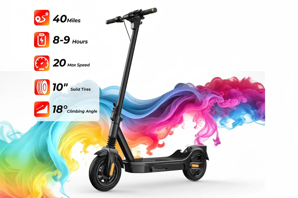 E8/10 Foldable E-Scooter 500W/1000W Motor, 20mph, Dual Suspension