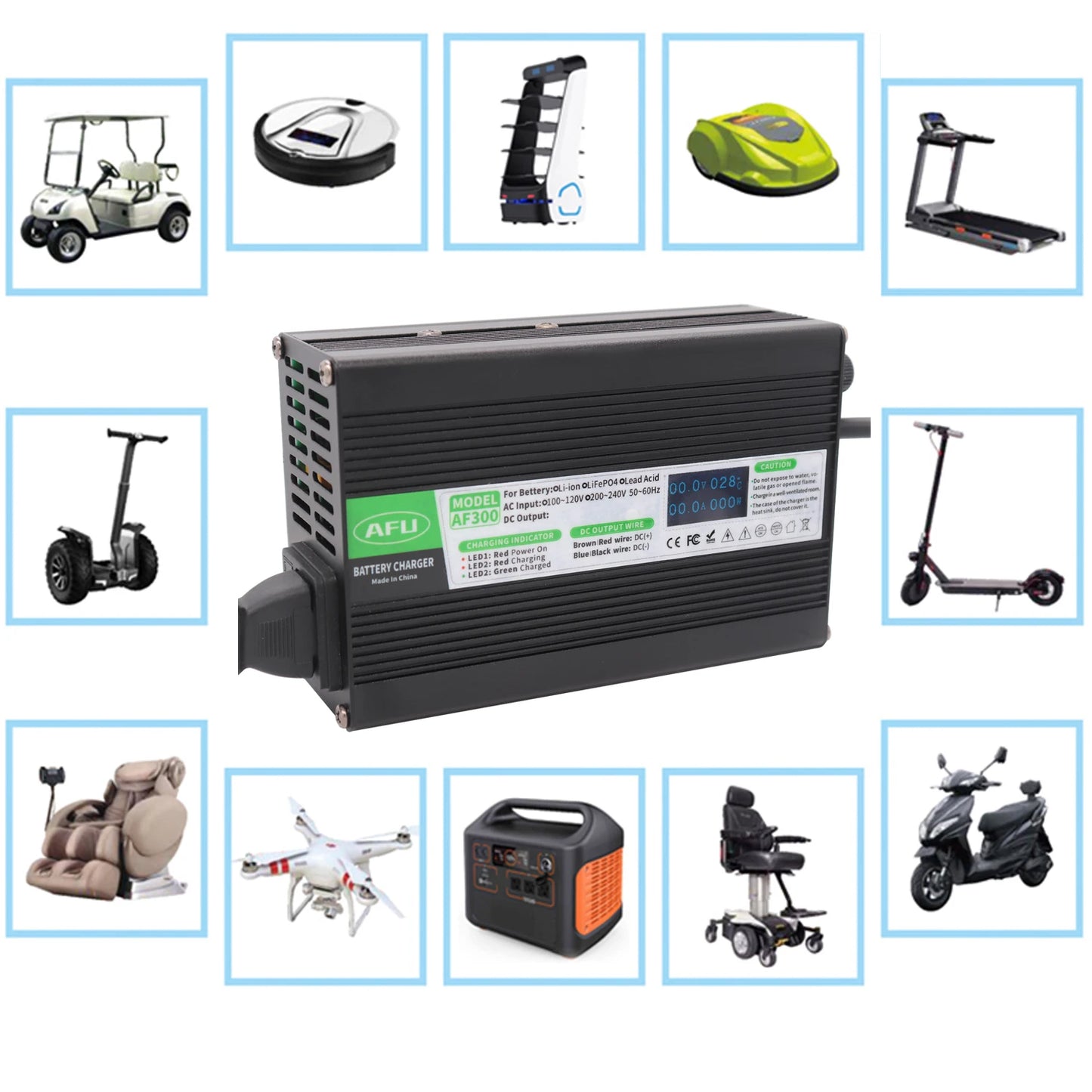 67.2V 2A Lithium Li-ion Charger For 16S 59.2V 60V With Fan OLED Display Fast Smart