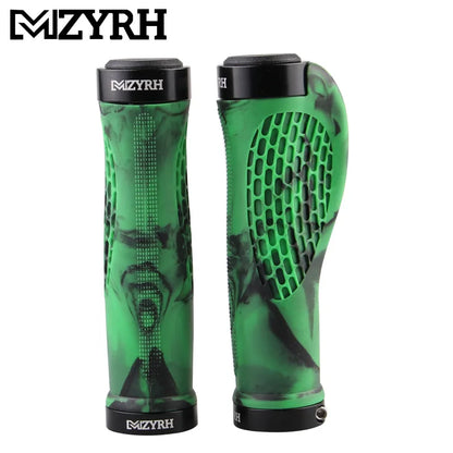 Bicycle Grips Lock on Rubber Bicycle Handlebar Grip Durable Ergonomics Mountain Bike Handle Waterproof Dustproof MTB Cuffs BLACK-GREEN