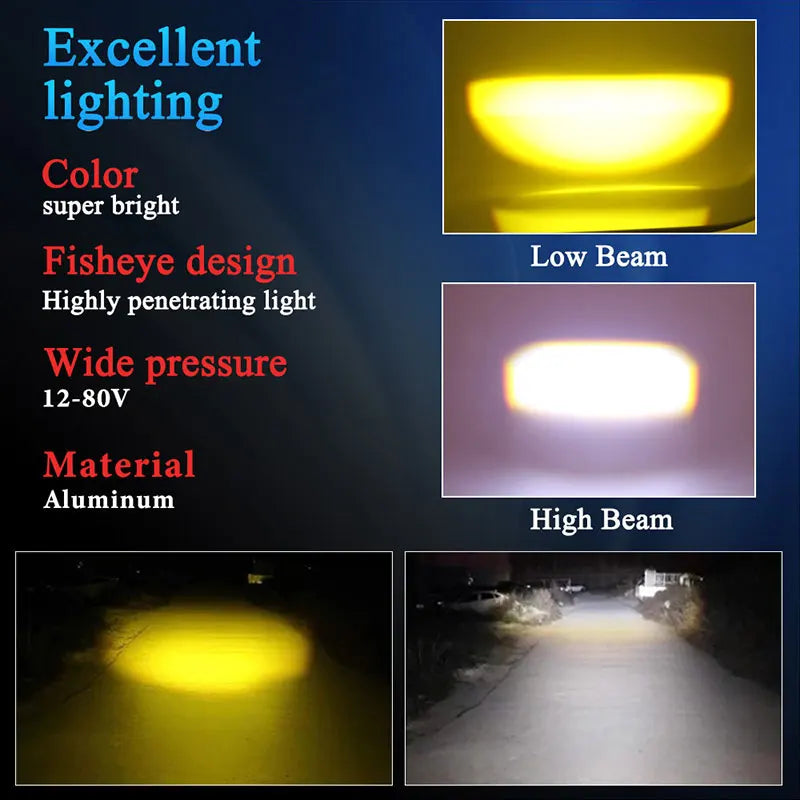 H4 LED H6 BA20D LED Motorcycle Headlight Bulbs CSP Lens White Yellow Hi Lo Beam Fog Light Scooter Motorbike Lamp Accessories