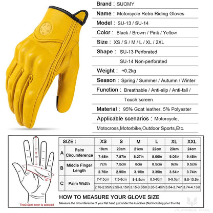 SUOMY Yellow New Motorcycle Racing Gloves Summer Perforated Leather Motocross Glove Men Women Motorcyclist Protected Gloves