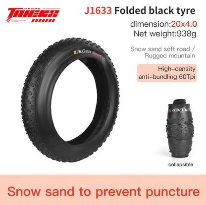 TANKE AntiPuncture Fat Tire Snow Beach Bike Tire 20x40 26x40 J1633 20x4.0 black
