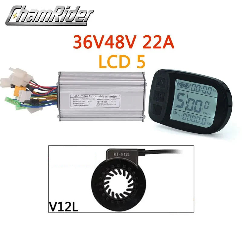 KT Controller Kit: 22A Sinewave Ebike Controller with LCD5 Display & PAS – Fits 250W to 1500W
