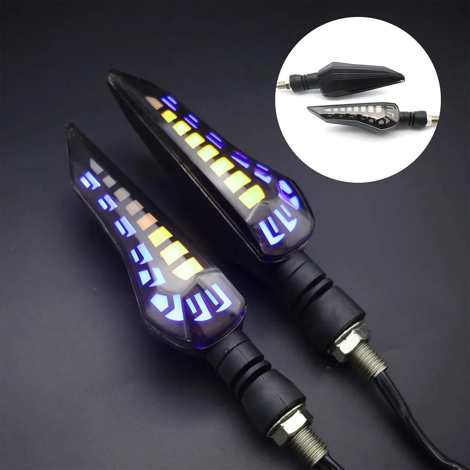 2Pcs Universal Motorcycle LED Turn Signal Light ABS Flowing Indicator Lamp Running Blinker Brake Light For Yamaha Honda Suzuki