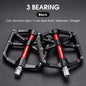 WEST BIKING CNC 3 Bearing Bicycle Pedals Ultralight BMX MTB Road Bike Pedals Non-slip Aluminum Alloy Reflective Cycling Parts Black