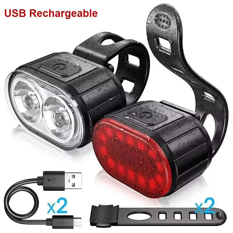 BUCKLOS Bike Light Set Front and Rear Lights Led Bicycle Lamp USB Rechargeable Cycling Flashlight for Road MTB Bicycle Lantern