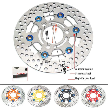 220mm RPM Motorcycle Brake Disc Floating Disk Rotor Brake Caliper Universal 3 Hole Front Rear Wheel For Yamaha Scooters Niu