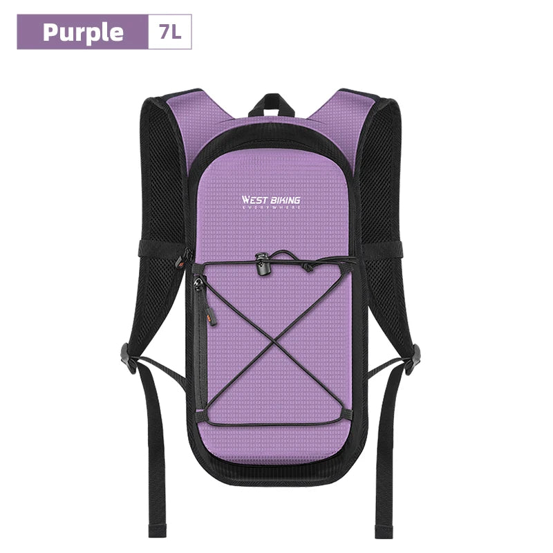 WEST BIKING 7L Cycling Backpack Bicycle Bags Outdoor Sport Climbing Hiking MTB Road Bike Hydration Backpack Men Women Bag Purple 7L CHINA