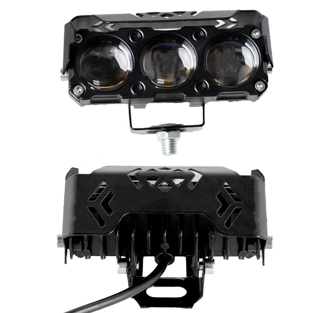 LED Motorcycle Spotlight Work Lamps Dual Color Hi/Low Beam Fog Light For Cars, SUVs, UTVs, Trucks, 12V, Mini Lens, Driving Light