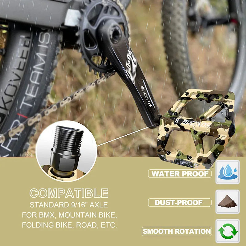 BUCKLOS Bicycle Pedal Nylon Mountain Bike Pedal Widen Road Bicycle Pedals Non-slip MTB Pedals for AM BMX Folding Bike