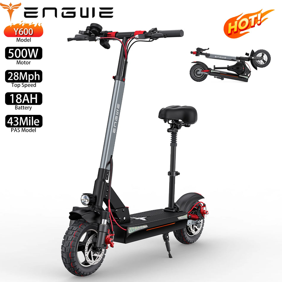 Electric Scooter With Seat ENGWE 10" 500W Motor Top Speed 28Mph 48V 18AH City E-Scooter Max Range 43Miles Load 330Ibs US Stock