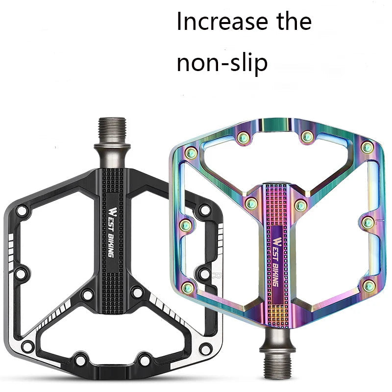 WEST BIKING Bicycle Pedal Aluminum Alloy Pedal Mountain Bike Pedal Chrome-Molybdenum Steel Axle Pedal