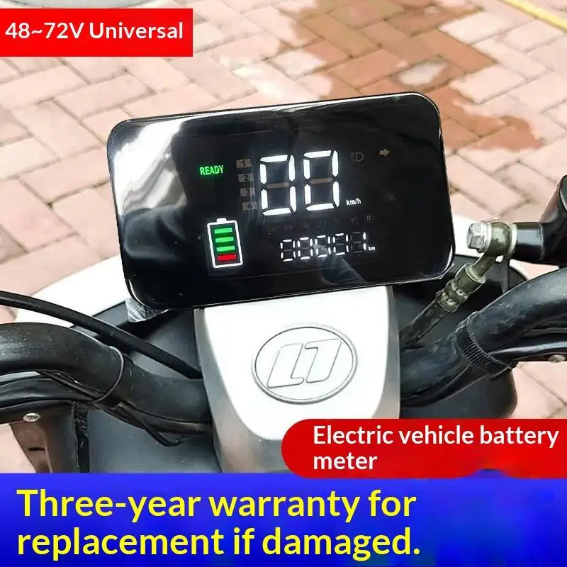 Universal 48V 60V 72V LED Speedometer Display Screen Front View
