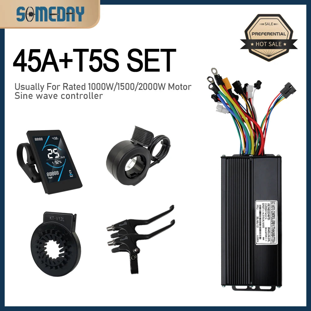 3 mode Controller Sinewave 45A 36/48/52V Ebike Controller With JN Display For 1000W-3000W Electric Bicycle Conversion Kit