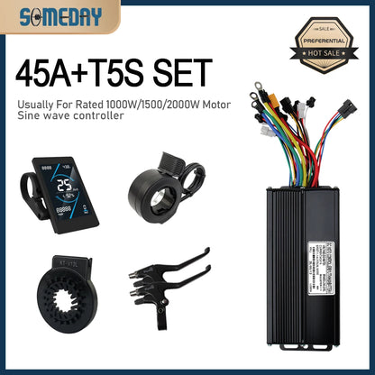 3 mode Controller Sinewave 45A 36/48/52V Ebike Controller With JN Display For 1000W-3000W Electric Bicycle Conversion Kit