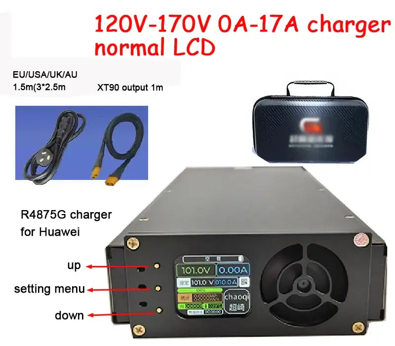 Smart Bluetooth Lithium Battery Charger | Adjustable Current & Voltage | 48V-168V Universal Fast Charger (20A-60A) for Huawei Systems
