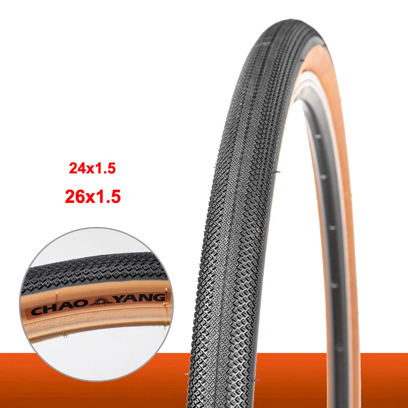 Chaoyang bicycle tire 24x1.5 26x1.5 road mountain bike tires gravel cycling wire type yellow edge ultralight