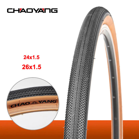 Chaoyang bicycle tire 24x1.5 26x1.5 road mountain bike tires gravel cycling wire type yellow edge ultralight