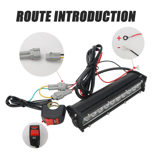 60W Motorcycle LED Headlight Light Bar Kit with Mounting Bracket Switch Wiring For Universal Most 7/8" Handlebar Dirt Pit Bike