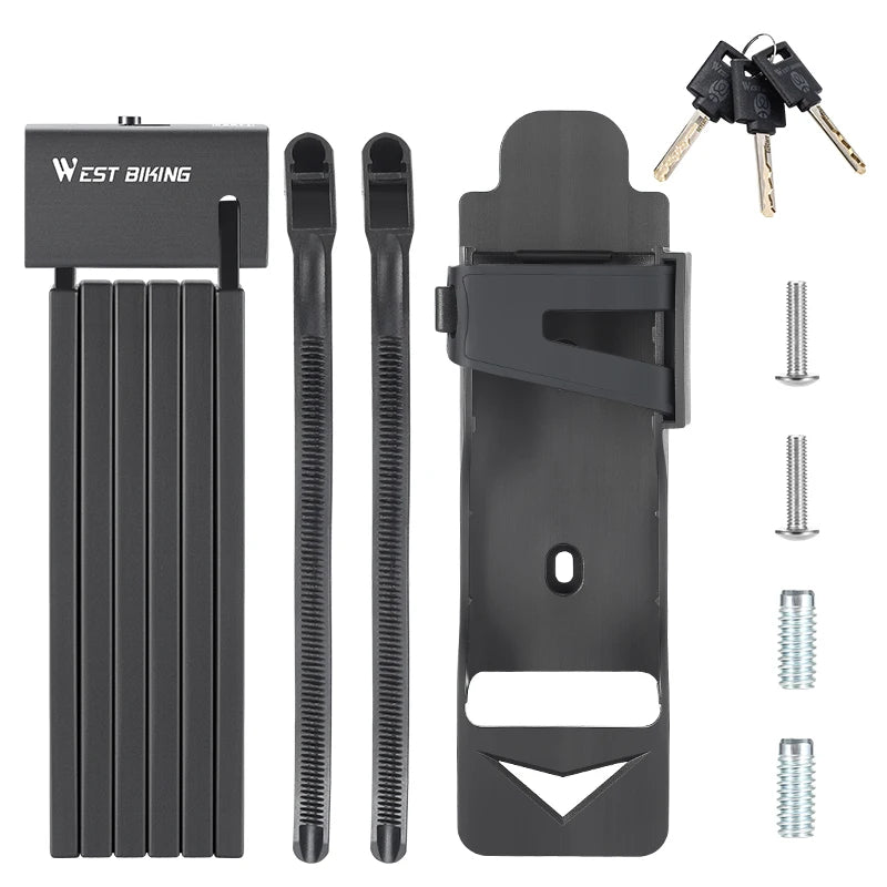 WEST BIKING Foldable Bike Lock 3 Key Strong Security Anti-theft Bicycle Lock Heavy Duty Chain Cable Padlock Motorcycle Lock