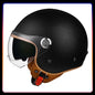 Motorcycle Helmet Handmade Leather Men Women Open Face Helmet Double Visor Jet Helmets TYPE E CHINA
