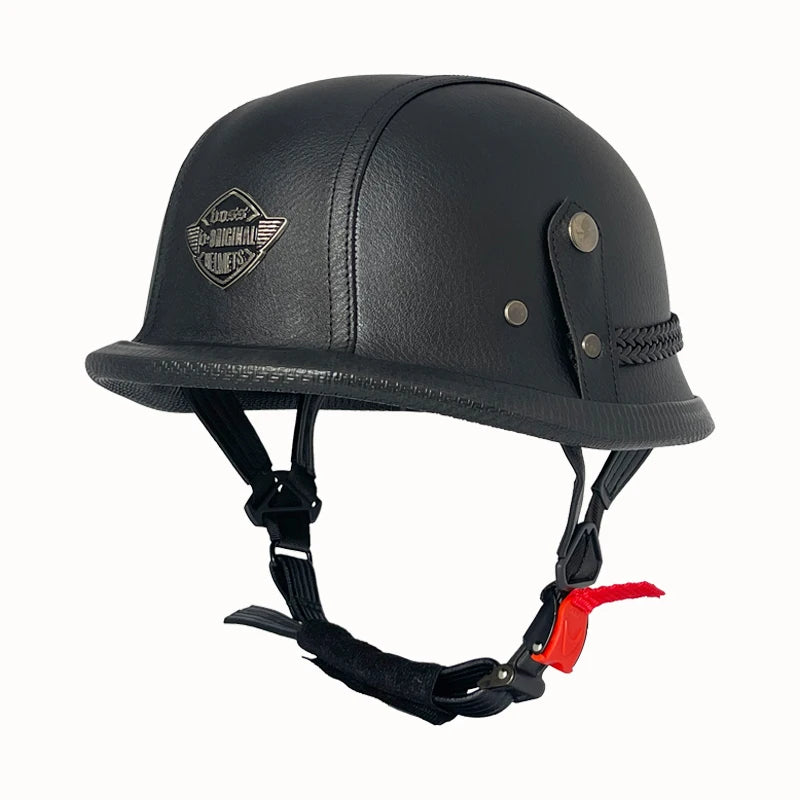 Vintage leather soldier helmet retro half helmet all seasons unisex bicycle cruiser electric scooter helmet