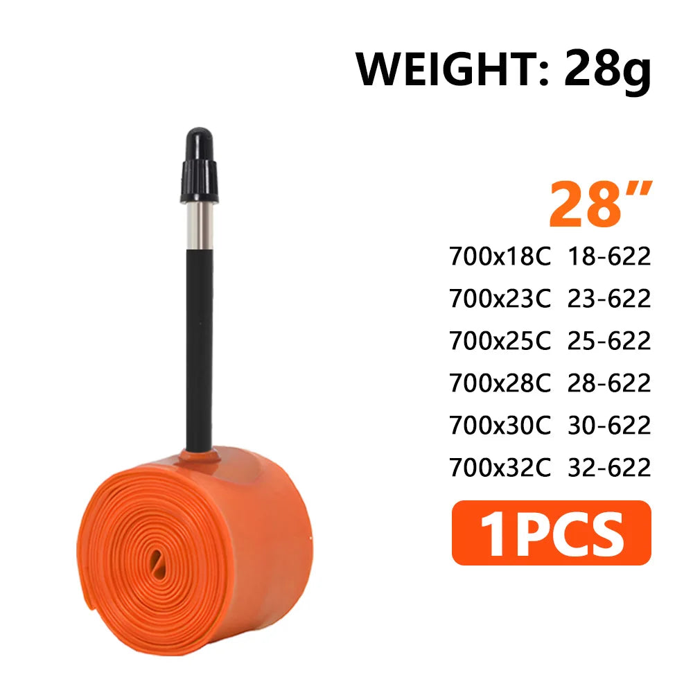 ThinkRider 28g Ultralight Bike Inner Tube 700 x 18 25 28 Road Bicycle TPU Tire 45/65/85mm Length French Valve Super Light Tube Presta Valve 700c 1PCS