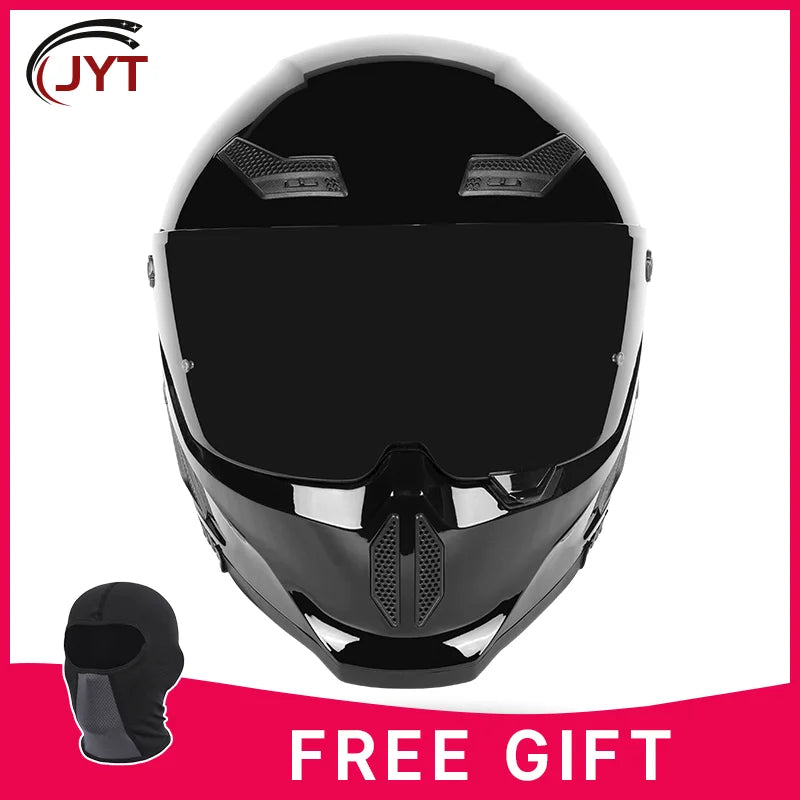 Motorcycle helmet matte black with reserved Bluetooth slot DOT certified sun protection breathable Glossy Black B CHINA