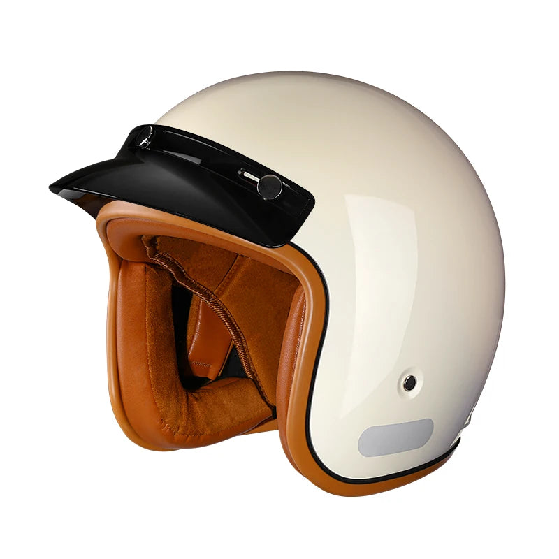 3/4 Motorcycle Helmet Retro Style – ABS Lightweight Shell – No Visor – Adjustable Strap