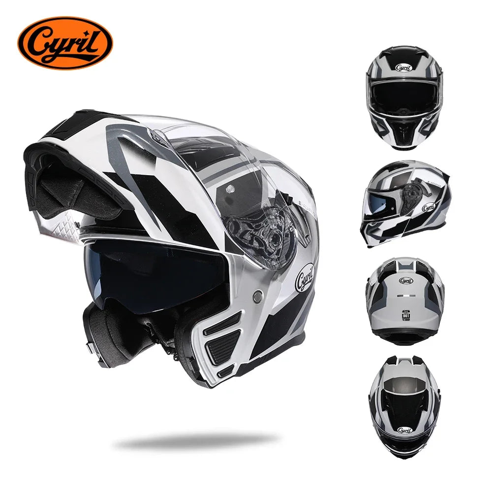 Motorcycle Helmet Dual Visor Modular Flip up Full Face Helmet for Adult Men and Women DOT Approved