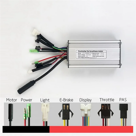 AEF6-Electric Bicycle KT-22A Controller 36V/48V 9 Tubes Square Wave SM Connector Controller Parts With Double Headed Light Line