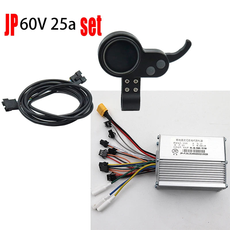 Electric Scooter LCD Meter 36/48/52/60V Universal Code Meter Color Screen Blue Screen Accelerator Suitable for JP Controller 60V 25A set