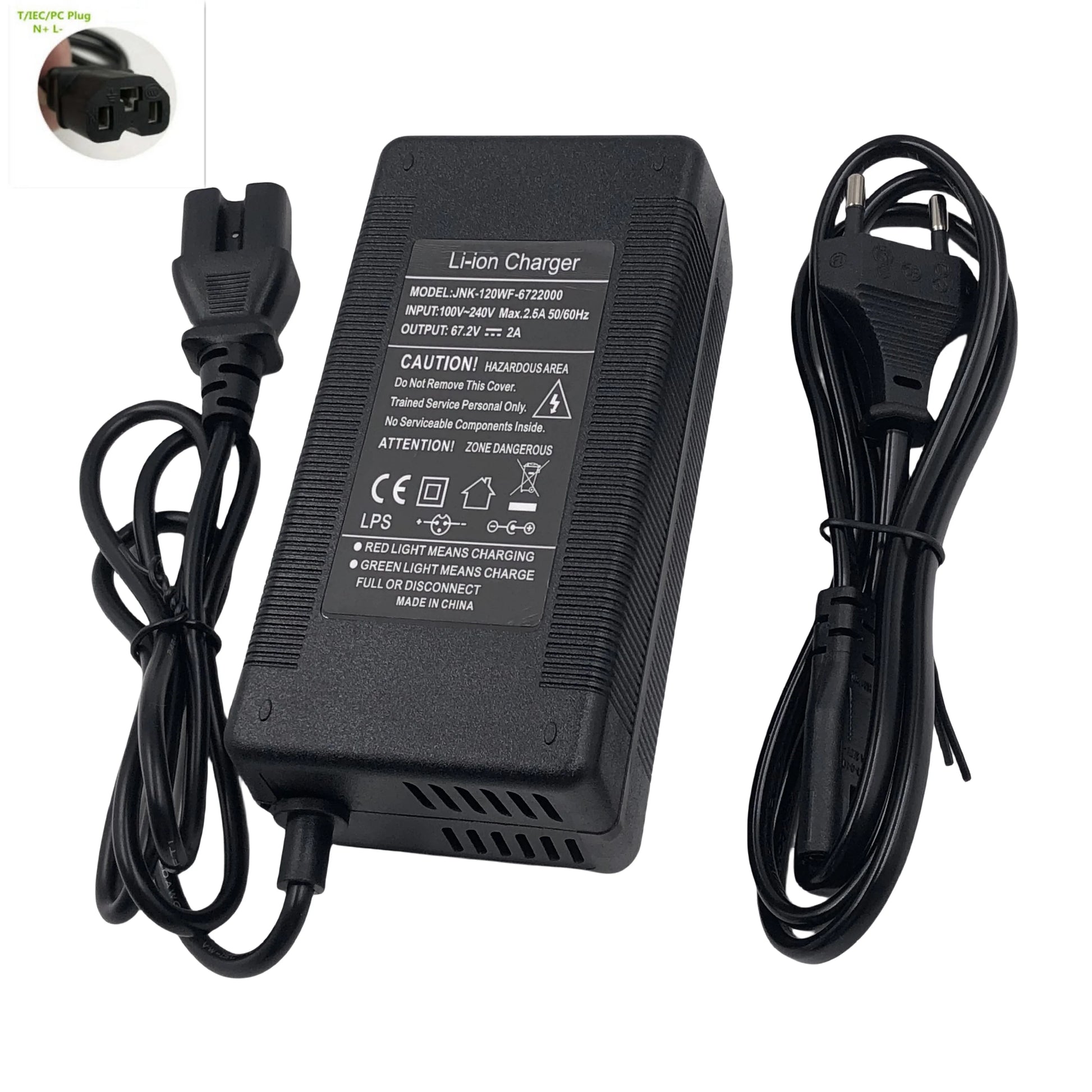 60V Charger 2A Output 67.2V/2A Charger For Wheelbarrow Harley Citycoco 16S 60V lithium Battery GX16 Connector with Fan 100-240V