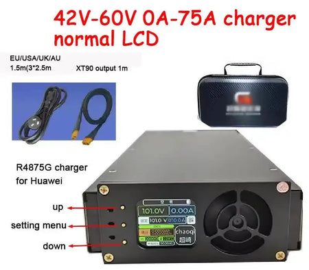 Smart Bluetooth Lithium Battery Charger | Adjustable Current & Voltage | 48V-168V Universal Fast Charger (20A-60A) for Huawei Systems