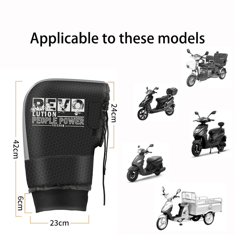 Electric Motorcycle Handlebar Cover Winter Warm Waterproof Male and Female Windshield Padded Thickened Cotton Handle Cover