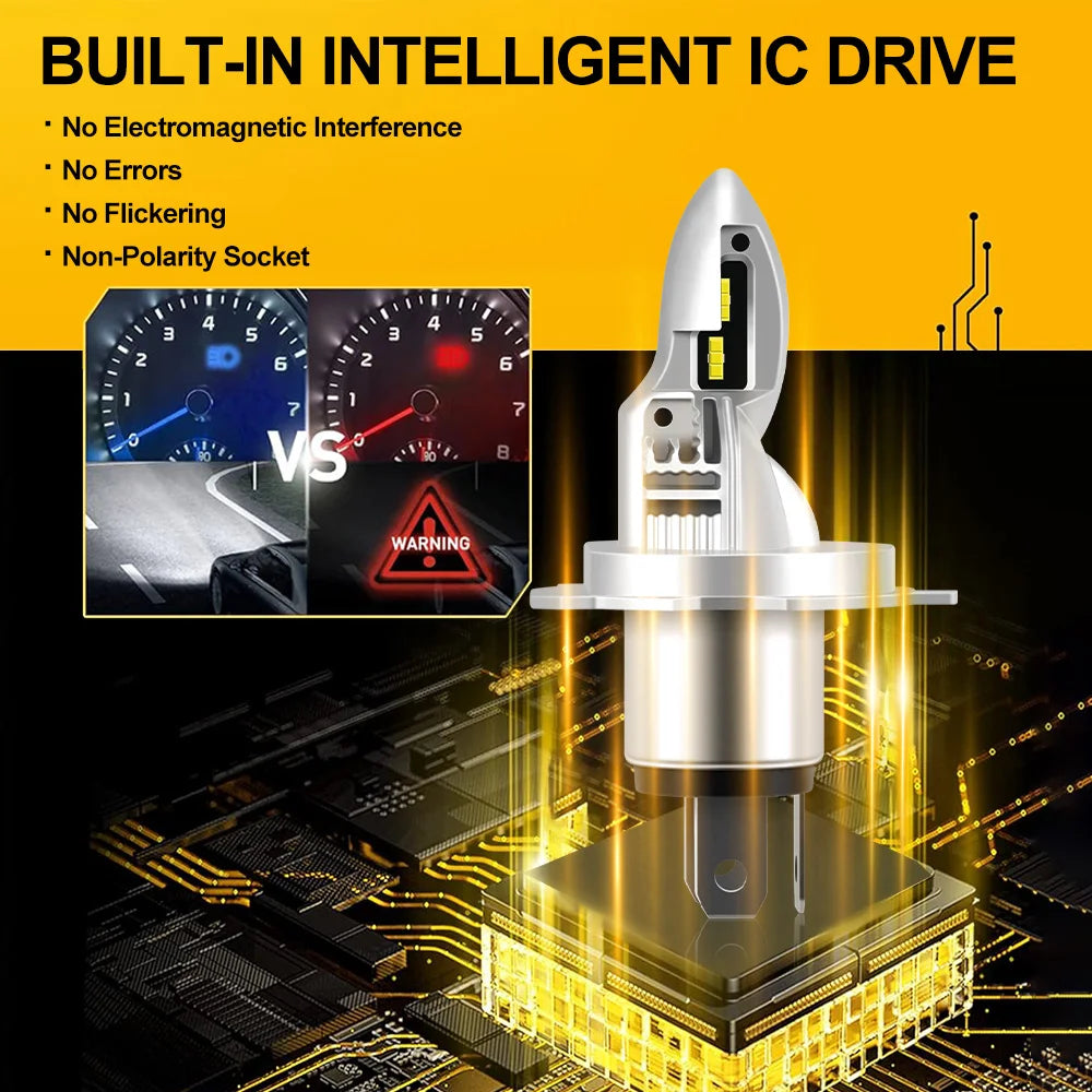 1x 15000LM H4 LED Motorcycle Headlight H1 H7 H11 Led CSP 6000K Hi Lo Beam Motorbike Scooter Running Light 60W Autobike Spotlight
