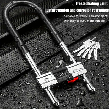 Adjustable Shackle Lock U-Shape Shackle U-Lock Bicycle Lock fits Most pins Ideal for Indoor and Outdoor use (Black)