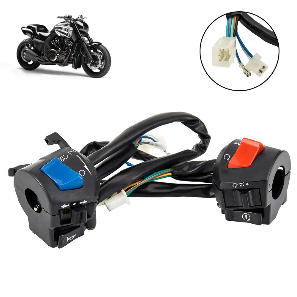 Motorcycle Handlebar Switch Control 1 Pair 7/8inch Universal Waterproof Motorcycle Horn Turn Signal Headlight Control Switch