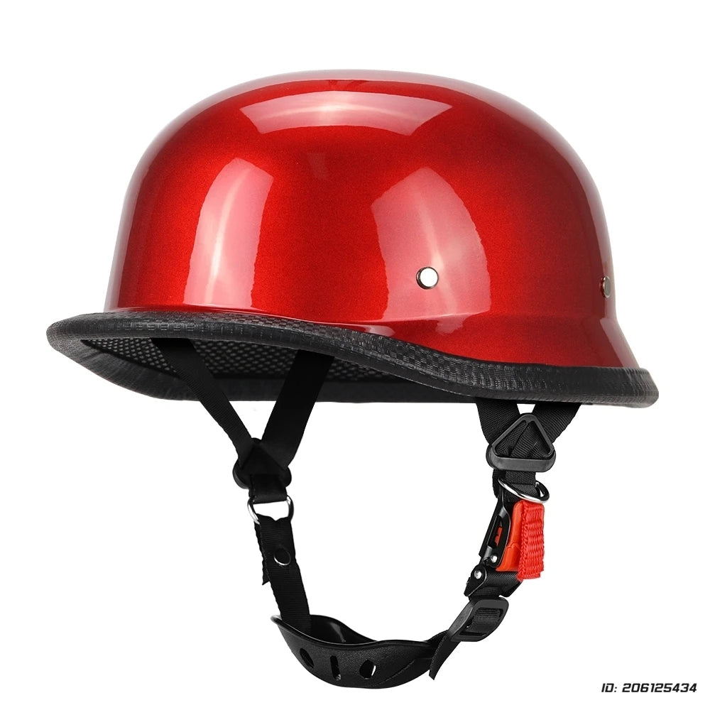 Helmet Motorcycle Leather Vintage Open Face Helmet Men Women Moto Half Helmet DOT Certification 307 Bright red China