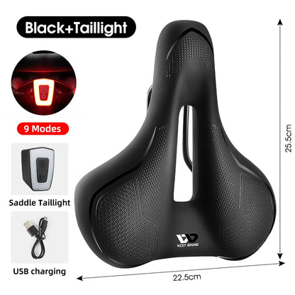 WEST BIKING Thicken Bicycle Saddle Comfortable Shockproof Cycling Seat Hollow Non-slip Soft Cushion Travel MTB Road Bike Saddle