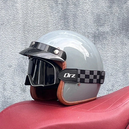 Motorcycle Half Open Face Four Seasons Universal Semi-open Motocross Helmet Gray BBG