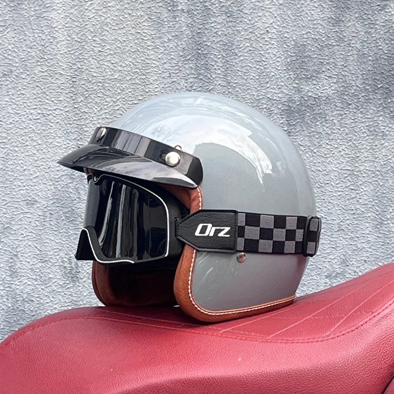 Motorcycle Half Open Face Four Seasons Universal Semi-open Motocross Helmet Gray BBG