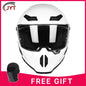Motorcycle helmet matte black with reserved Bluetooth slot DOT certified sun protection breathable Glossy White A CHINA