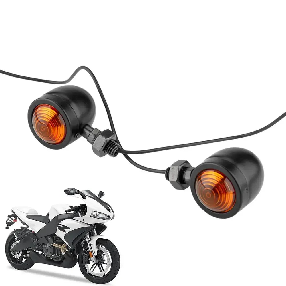 2pcs Motorcycle Turn Indicator Daytime Mini Motorcycle Running Lights for Rear and Head Turn Round Running Lights for Motorcycle black