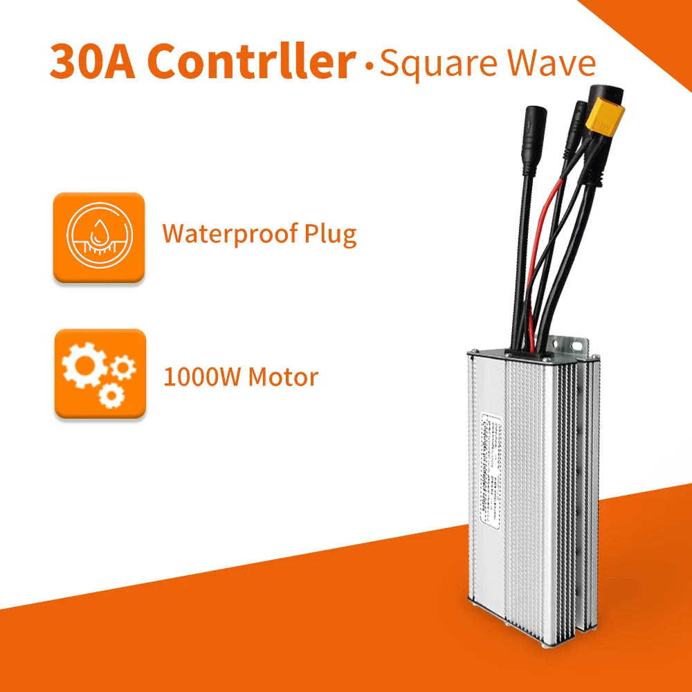 KunTeng Electric Bike Controller 36V 48V XT60 Waterproof Brushless 250W 350W 500W 1000W with 1T4 Cable 2Pin E-Brakes
